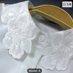 Detachable Scalloped Lace Collar - White